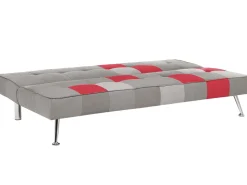 Beliani 3-Istuttava Vuodesohva Kangas Harmaa/Punainen Tilkkukuvio Olsker Hot