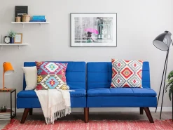 Beliani 3-Istuttava Vuodesohva Kangas Laivastonsininen Ronne Store