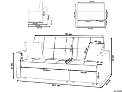 Beliani 3-Istuttava Vuodesohva Kangas Musta Glomma Flash Sale