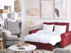 Beliani 2-Istuttava Vuodesohva Kangas Burgundinpunainen Silda Fashion