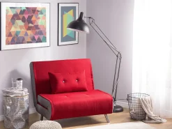 Beliani 1-Istuttava Vuodesohva Kangas Punainen Farris Store