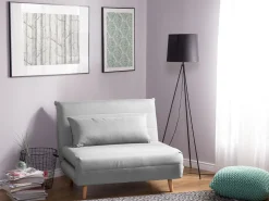 Beliani 1-Istuttava Vuodesohva Kangas Vaaleanharmaa Setten Best