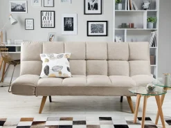 Beliani 3-Istuttava Vuodesohva Kangas Beige Ingaro Best Sale