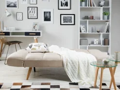 Beliani 3-Istuttava Vuodesohva Kangas Beige Ingaro Best Sale