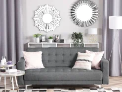 Beliani 3-Istuttava Vuodesohva Kangas Vaaleanharmaa Aberdeen Online