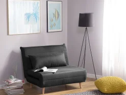 Beliani 1-Istuttava Vuodesohva Kangas Tummanharmaa Setten Clearance