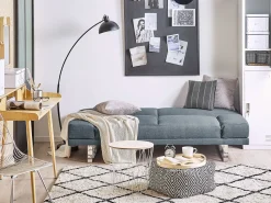 Beliani 2-Istuttava Vuodesohva Kangas Siniharmaa York Clearance