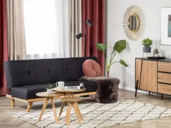 Beliani 3-Istuttava Vuodesohva Kangas Musta Froya Discount