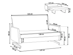 Beliani 2-Istuttava Vuodesohva Kangas Beige Belfast Outlet