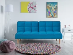 Beliani 3-Istuttava Vuodesohva Kangas Sininen Siljan Fashion
