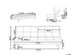 Beliani 3-Istuttava Vuodesohva Kangas Sininen Siljan Fashion