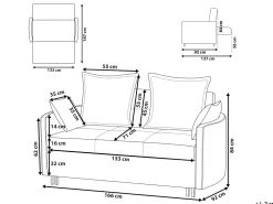 Beliani 2-Istuttava Vuodesohva Kangas Harmaa Hovin Store