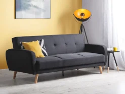 Beliani 3-Istuttava Vuodesohva Kangas Musta Florli Cheap