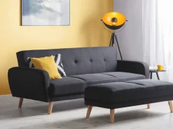 Beliani 3-Istuttava Vuodesohva Kangas Musta Florli Cheap