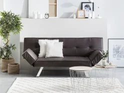 Beliani 3-Istuttava Vuodesohva Keinonahka Ruskea Bristol New