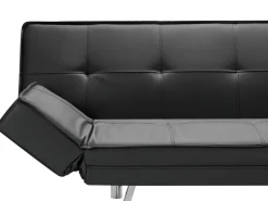 Beliani 3-Istuttava Vuodesohva Keinonahka Musta Bristol Clearance