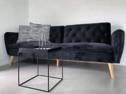 Beliani 2-Istuttava Vuodesohva Sametti Musta Bardu Cheap