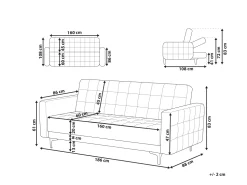 Beliani 3-Istuttava Vuodesohva Sametti Harmaa Aberdeen Cheap