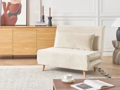 Beliani 1-Istuttava Vuodesohva Sametti Kermanvalkoinen Setten Best Sale