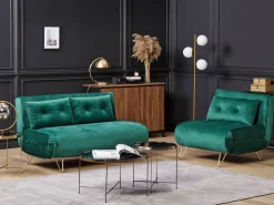 Beliani 2-Istuttava Vuodesohva Sametti Tummanvihrea Vestfold Shop