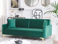 Beliani 3-Istuttava Vuodesohva Sametti Vihrea Lucan Best Sale