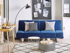 Beliani 2-Istuttava Vuodesohva Sametti Laivastonsininen York Discount