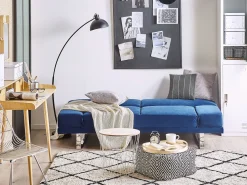 Beliani 2-Istuttava Vuodesohva Sametti Laivastonsininen York Discount