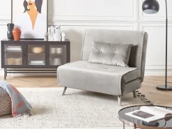 Beliani 1-Istuttava Vuodesohva Sametti Vaaleanharmaa Farris Shop