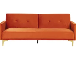 Beliani 3-Istuttava Vuodesohva Sametti Oranssi Lucan Fashion