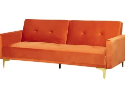 Beliani 3-Istuttava Vuodesohva Sametti Oranssi Lucan Fashion