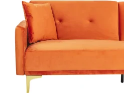 Beliani 3-Istuttava Vuodesohva Sametti Oranssi Lucan Fashion