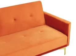 Beliani 3-Istuttava Vuodesohva Sametti Oranssi Lucan Fashion