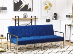 Beliani 3-Istuttava Vuodesohva Sametti Laivastonsininen Marstal Flash Sale
