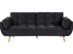 Beliani 3-Istuttava Vuodesohva Sametti Musta Asby Cheap