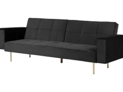 Beliani 3-Istuttava Vuodesohva Sametti Musta Visnes Clearance