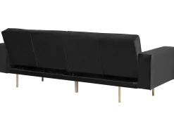 Beliani 3-Istuttava Vuodesohva Sametti Musta Visnes Clearance