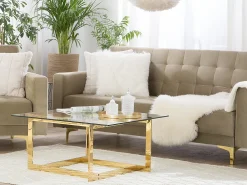 Beliani 3-Istuttava Vuodesohva Sametti Hiekanruskea Aberdeen Fashion