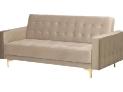 Beliani 3-Istuttava Vuodesohva Sametti Hiekanruskea Aberdeen Fashion