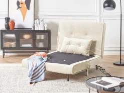 Beliani 1-Istuttava Vuodesohva Sametti Kermanvalkoinen Farris Online