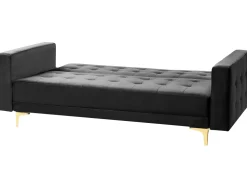 Beliani 3-Istuttava Vuodesohva Sametti Musta Aberdeen Clearance