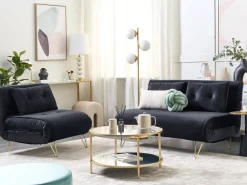 Beliani 1-Istuttava Vuodesohva Sametti Musta Vestfold Store