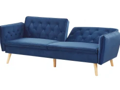 Beliani 2-Istuttava Vuodesohva Sametti Laivastonsininen Bardu Cheap
