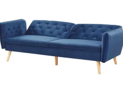 Beliani 2-Istuttava Vuodesohva Sametti Laivastonsininen Bardu Cheap