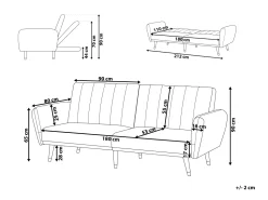 Beliani 3-Istuttava Vuodesohva Sametti Laivastonsininen Vimmerby Cheap