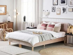 Beliani Jenkkisanky Sametti Beige 180 X 200 Cm Marquise Best