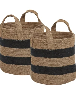 Beliani Juuttikori Beige/Musta 34 Cm 2 Kpl Gerede Flash Sale