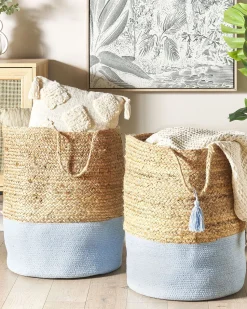 Beliani Juuttikori Beige/Vaaleansininen 50 Cm 2 Kpl Gajar Online