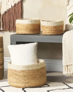 Beliani Juuttikori Luonnonvari/Beige 3 Kpl Tajori Flash Sale