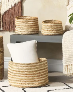 Beliani Juuttikori Luonnonvari/Beige 3 Kpl Kahu Fashion