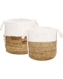 Beliani Juuttikori Luonnonvari/Valkoinen 2 Kpl Bellpat Cheap